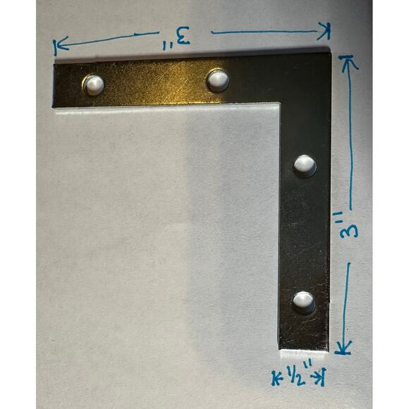 20 pcs New 3"x3" Flat Corner L brackets, Bundle, Hardware, 90 degree brace joint - Picture 2 of 3